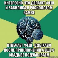 интересно что делают феш и василиса в расколотом замке отвечает феш , одыхаем после приключений а еще о свадьбе подумываем