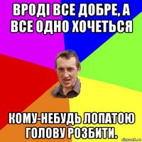 вроді все добре, а все одно хочеться кому-небудь лопатою голову розбити.