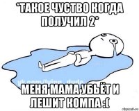 *такое чуство когда получил 2* меня мама убьёт и лешит компа :(