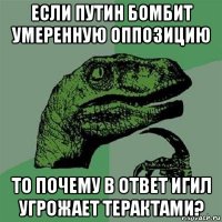 если путин бомбит умеренную оппозицию то почему в ответ игил угрожает терактами?