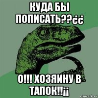 куда бы пописать??¿¿ о!!! хозяину в тапок!!¡¡