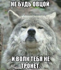 не будь овцой. и волк тебя не тронет.