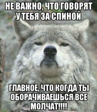 не важно, что говорят у тебя за спиной  главное, что когда ты оборачиваешься все молчат!!!!