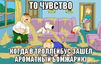 то чувство когда в троллейбус зашёл ароматный бомжарик)