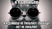 -я тебя люблю -а я думаеш не люблю? -любеш! -нет не люблю!