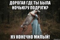 дорогая где ты была ночью?у подруги? ну конечно милый!