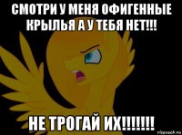 смотри у меня офигенные крылья а у тебя нет!!! не трогай их!!!!!!!