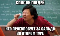 список людей кто проголосует за сальдо во втором туре