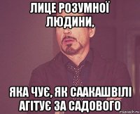 лице розумної людини, яка чує, як саакашвілі агітує за садового