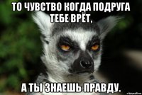 то чувство когда подруга тебе врёт, а ты знаешь правду.