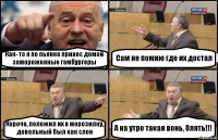 Как- то я по пьянке принес домой замороженные гамбургеры Сам не помню где их достал Короче, положил их в морозилку, довольный был как слон А на утро такая вонь, блять!!!