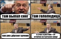 там выпал снег там гололедица там уже дёргают ручник а у нас в ростове +20
отлично встречаем зиму!