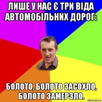 лише у нас є три віда автомобільних дорог: болото, болото засохло, болото замерзло.