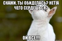 скажи, ты обиделась? нет!а чего сердешься? ой все!!!