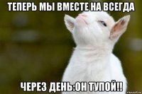 теперь мы вместе на всегда через день:он тупой!!