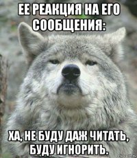 ее реакция на его сообщения: ха, не буду даж читать, буду игнорить.