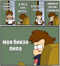 в лесу родилось ёлочка... в лесу она росла... в лесу она роспа... зимой и летом стройная моя бинзо пила