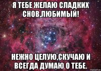 я тебе желаю сладких снов,любимый! нежно целую,скучаю и всегда думаю о тебе.