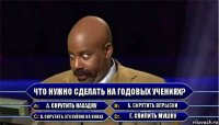 Что нужно сделать на годовых учениях? А. Скрутить насадку Б. Скрутить впрыски В. Скрутить эту хуйню на конце Г. Спилить мушку