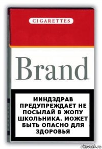 Миндздрав предупреждает не посылай в жопу школьника. Может быть опасно для здоровья