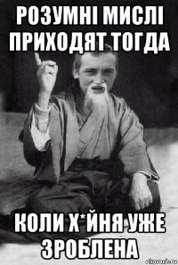 розумні мислі приходят тогда коли х*йня уже зроблена