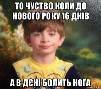 то чуство коли до нового року 16 днів а в дєні болить нога