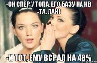 -он спёр у топа, его базу на кв -та, лан! -и тот, ему всрал на 48%