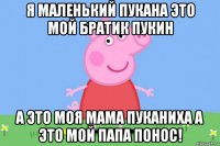 я маленький пукана это мой братик пукин а это моя мама пуканиха а это мой папа понос!