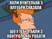 коли вчителька з алгебри сказала шо у тебе 4 бали з контрольноï роботи