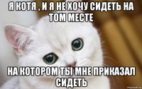 я котя , и я не хочу сидеть на том месте на котором ты мне приказал сидеть