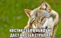  костик себя в обиду не даст.он себя страхует.