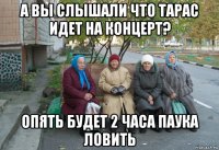 а вы слышали что тарас идет на концерт? опять будет 2 часа паука ловить