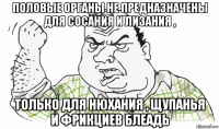 половые органы не предназначены для сосания и лизания , только для нюхания , щупанья и фрикциев блеадь