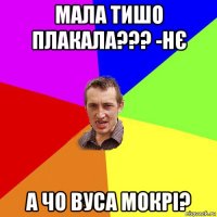 мала тишо плакала??? -нє а чо вуса мокрі?