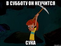 в субботу он неучится сука