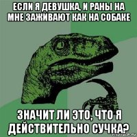 если я девушка, и раны на мне заживают как на собаке значит ли это, что я действительно сучка?