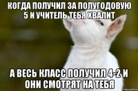 когда получил за полугодовую 5 и учитель тебя хвалит а весь класс получил 4-2 и они смотрят на тебя