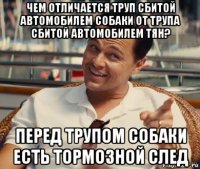 чем отличается труп сбитой автомобилем собаки от трупа сбитой автомобилем тян? перед трупом собаки есть тормозной след