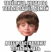 твоё лицо, когда ты только зашёл домой а тебя заставляют теребонькать