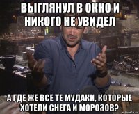 выглянул в окно и никого не увидел а где же все те мудаки, которые хотели снега и морозов?