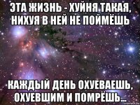 эта жизнь - хуйня такая, нихуя в ней не поймёшь каждый день охуеваешь, охуевшим и помрёшь...