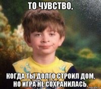 то чувство, когда ты долго строил дом, но игра не сохранилась.