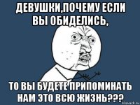 девушки,почему если вы обиделись, то вы будете припоминать нам это всю жизнь???