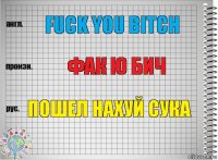 Fuck you bitch Фак ю бич Пошел нахуй сука