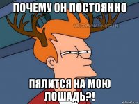 почему он постоянно пялится на мою лошадь?!