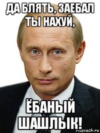 да блять, заебал ты нахуй, ёбаный шашлык!