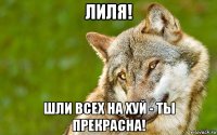 лиля! шли всех на хуй - ты прекрасна!