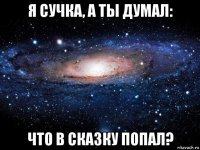 я сучка, а ты думал: что в сказку попал?