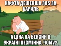 нафта дешевша 30$ за бариль а ціна на бензин в україні незмінна, чому?