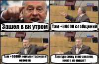 Зашел в вк утром Там +90000 сообщений Там +90000 комментариев и ответов А когда сижу в вк часами, никто не пишет